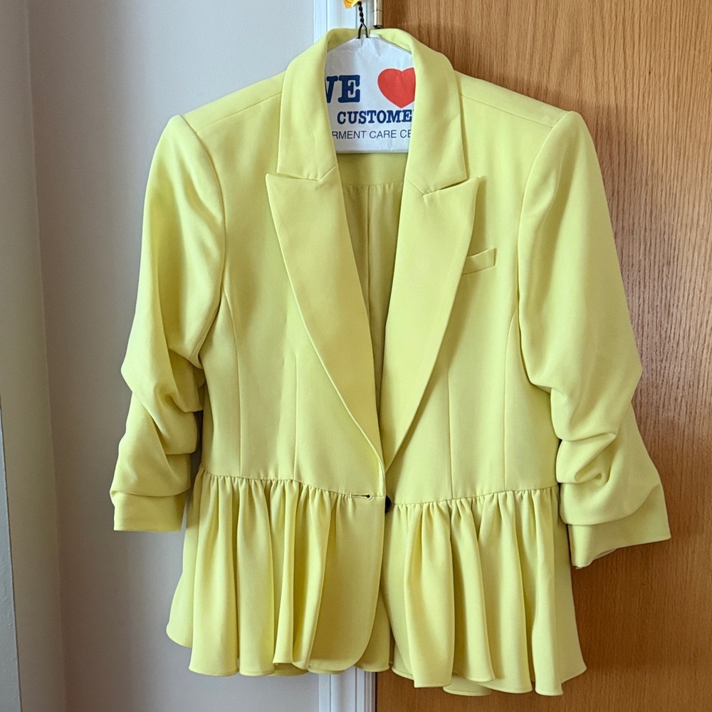Cinq à Sept Lemon Ruffled Blazer